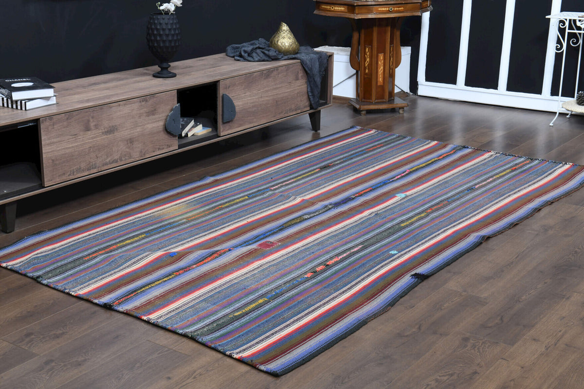 Colorful Flatweave Striped Rug