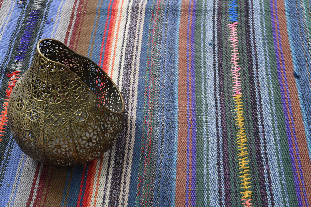 Colorful Flatweave Striped Rug