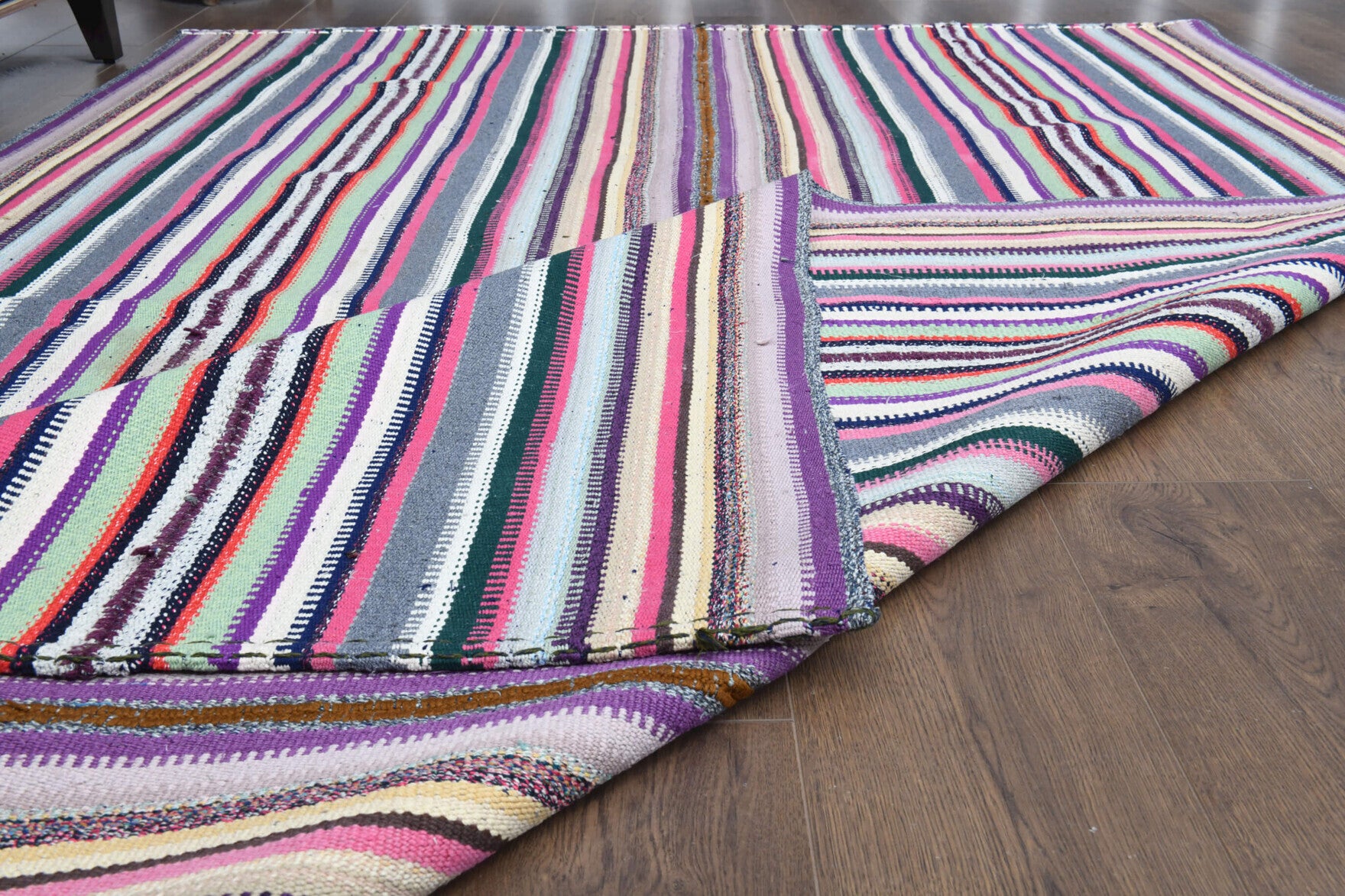 One-of-a-kind 1960s Anatolian vintage kilim rug in wool, 5'11" x 9'