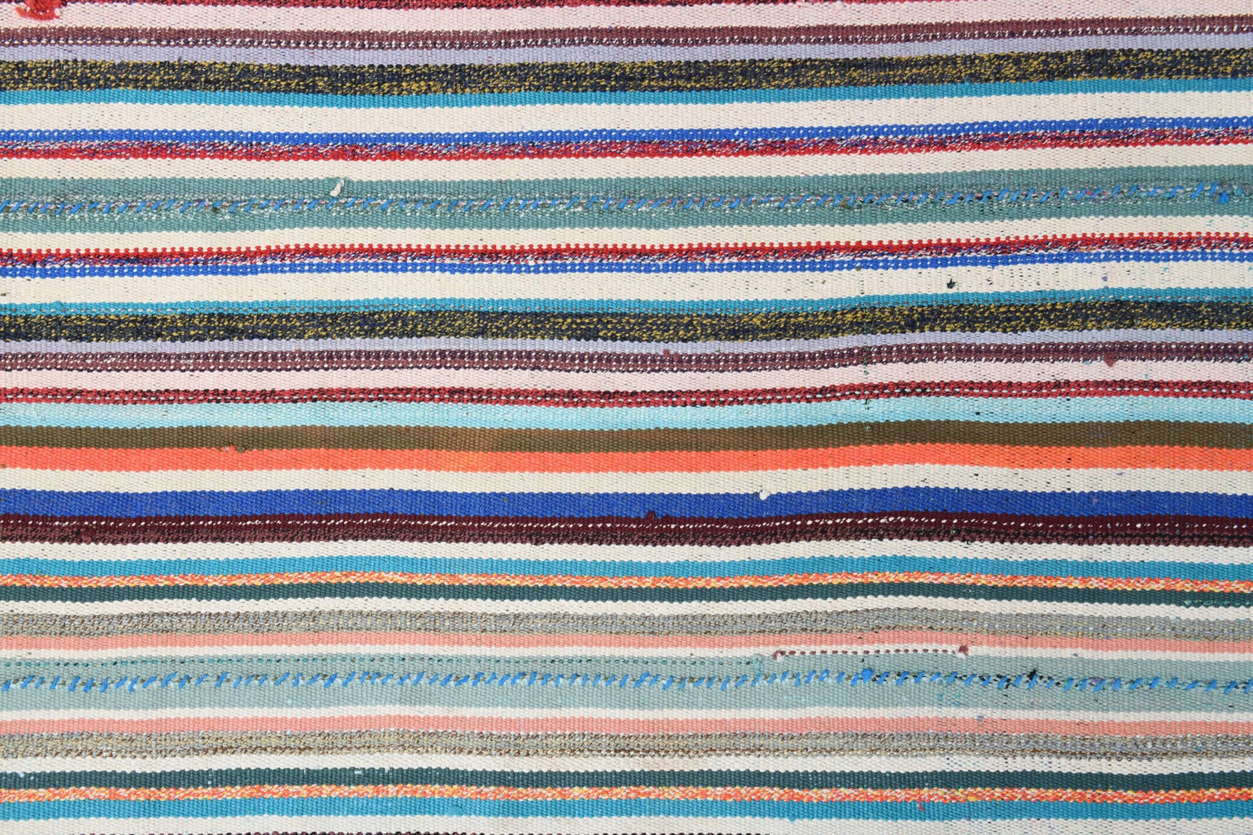 Authentic Anatolian vintage kilim rug (1960s) with striped design – one-of-a-kind at Fame Rugs