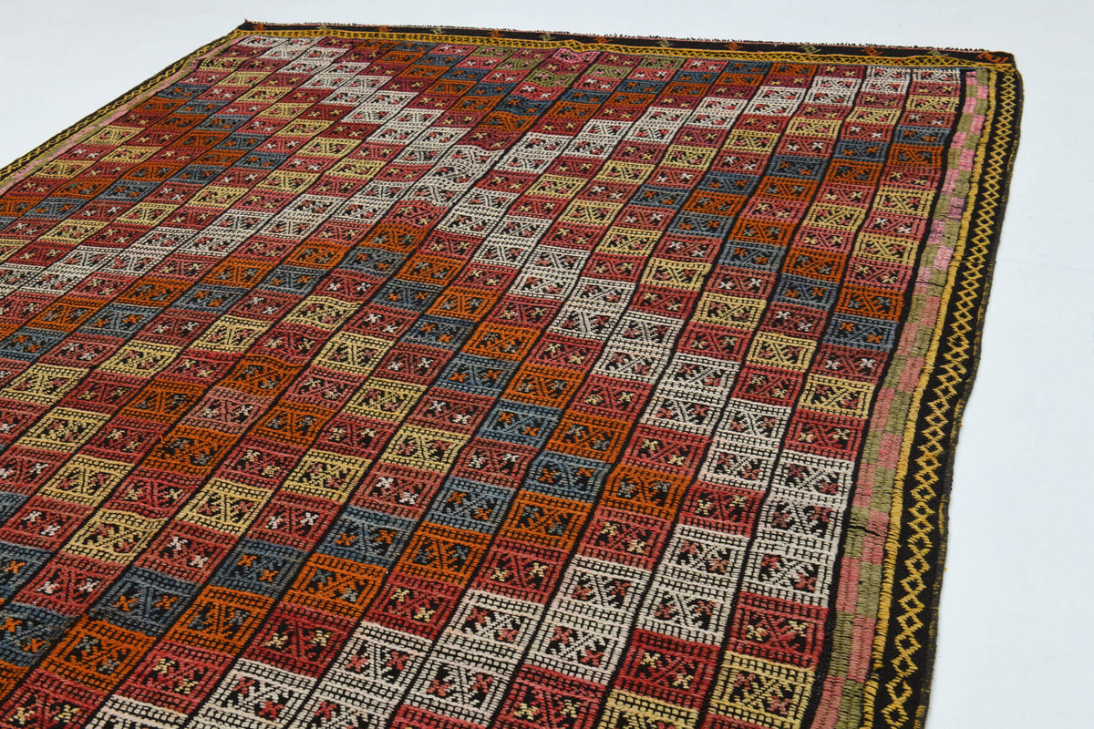 Turkish Vintage Area Kilim Rug