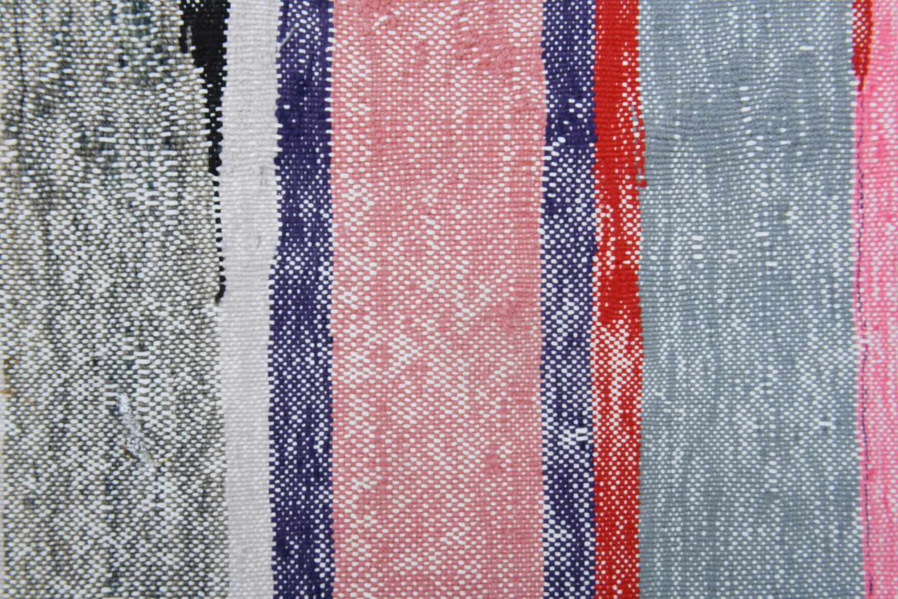 Authentic Anatolian vintage kilim rug (1960s) with striped design – one-of-a-kind at Fame Rugs