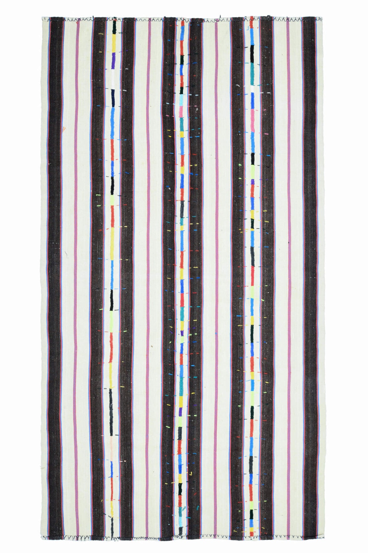Turkish Vintage Kilim Blakc&White Area Rug