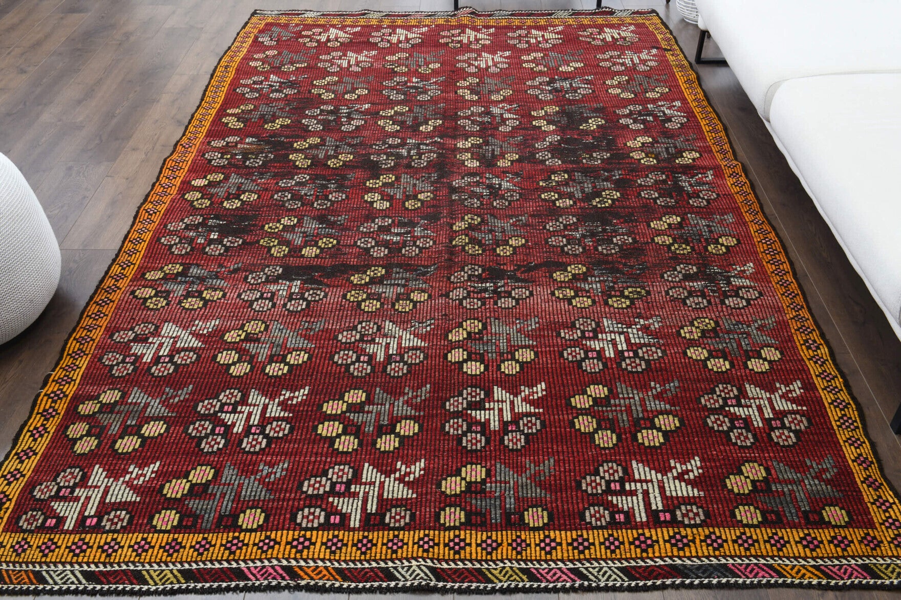 Turkish Vintage Area Kilim Rug