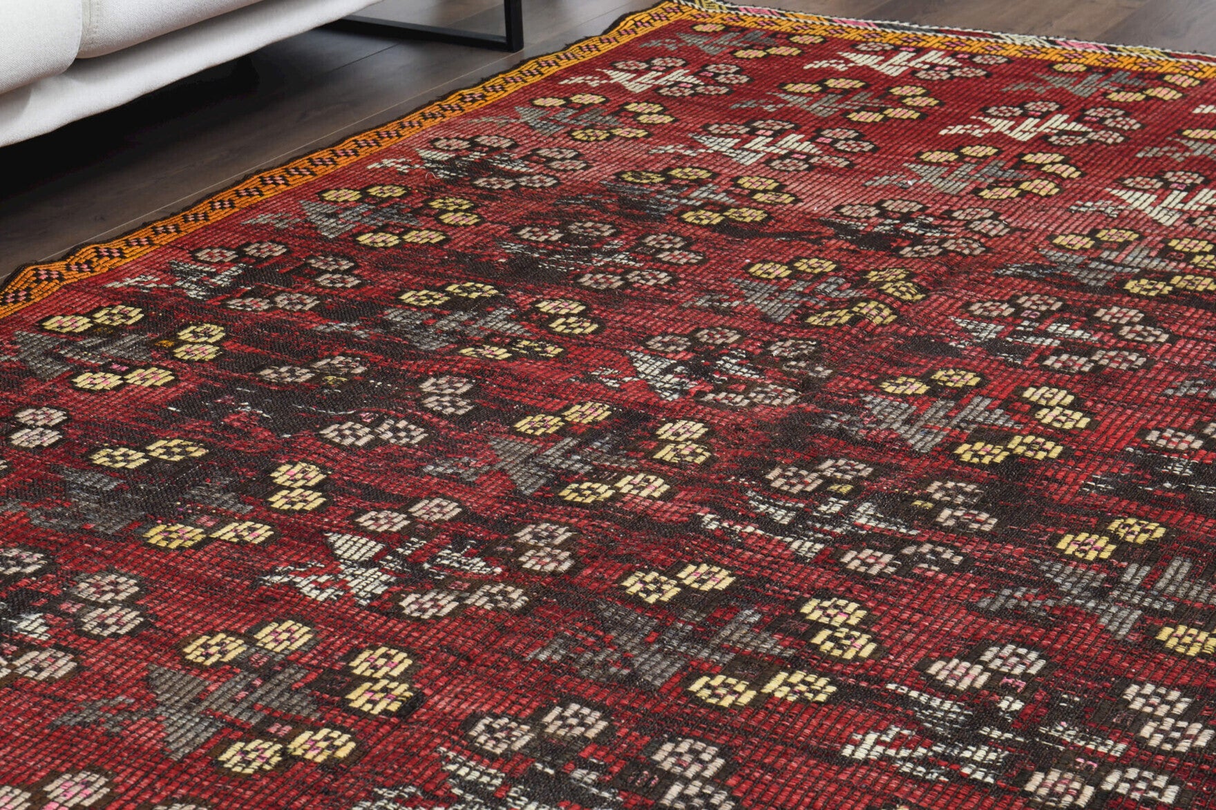 Turkish Vintage Area Kilim Rug