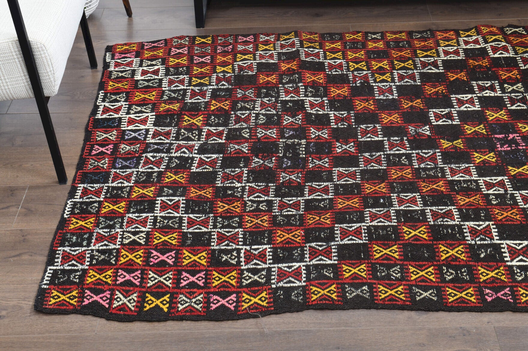 Turkish Vintage Area Kilim Rug