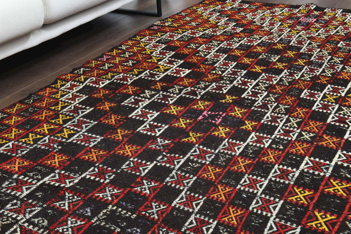 Turkish Vintage Area Kilim Rug