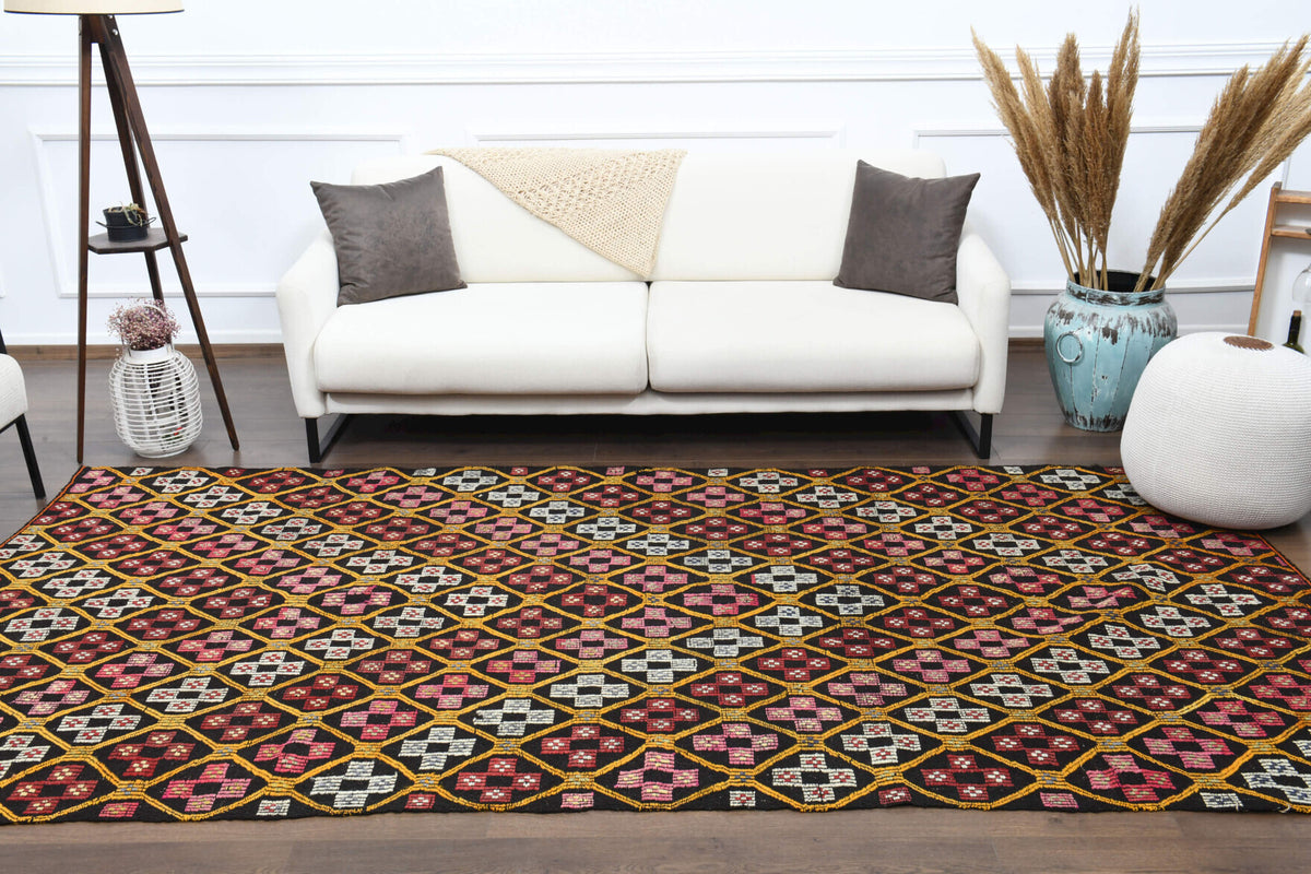 Turkish Vintage Area Kilim Rug
