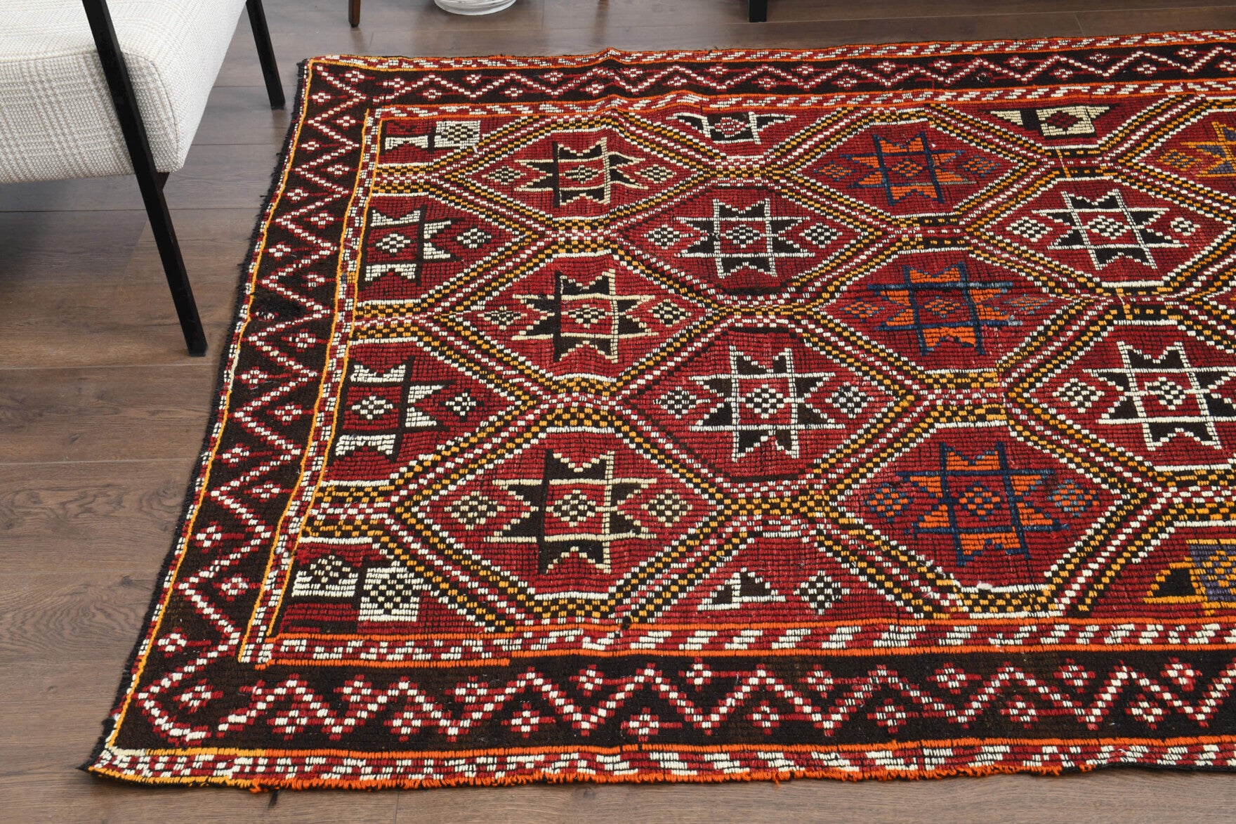 Royal Red Vintage Turkish Kilim Rug