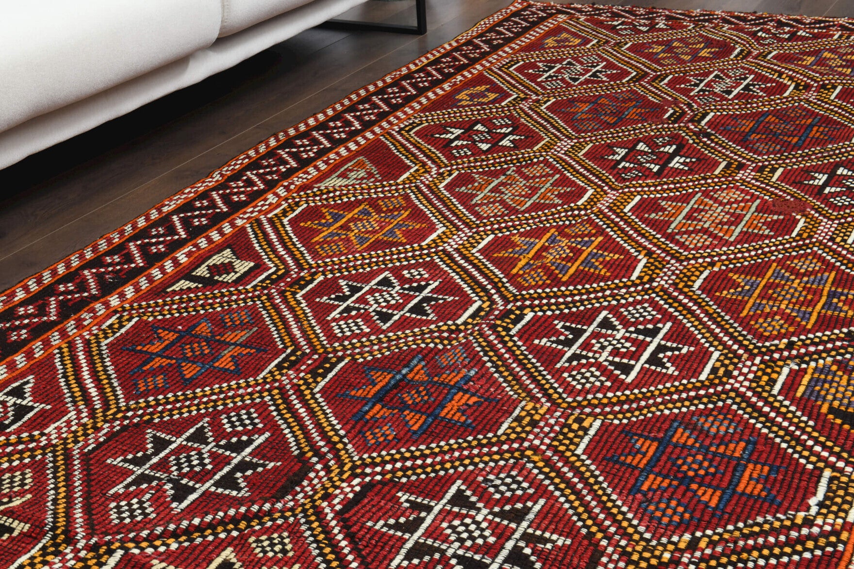 Royal Red Vintage Turkish Kilim Rug