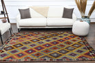 Nisansah – vintage ikat kilim for living room or bedroom, 5'9" x 7'8" (175x234 cm)