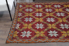 Firuzdeniz kilim: 1960s handwoven flatweave Anatolian kilim with ikat motifs