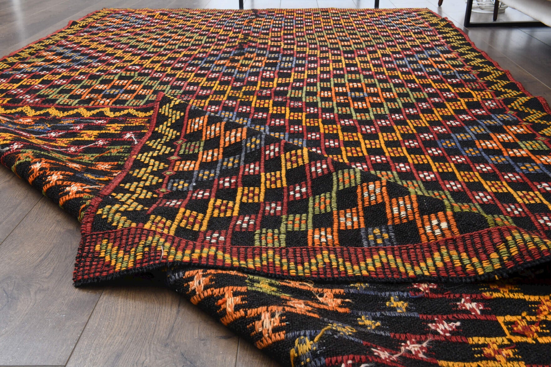Turkish Vintage Area Kilim Rug
