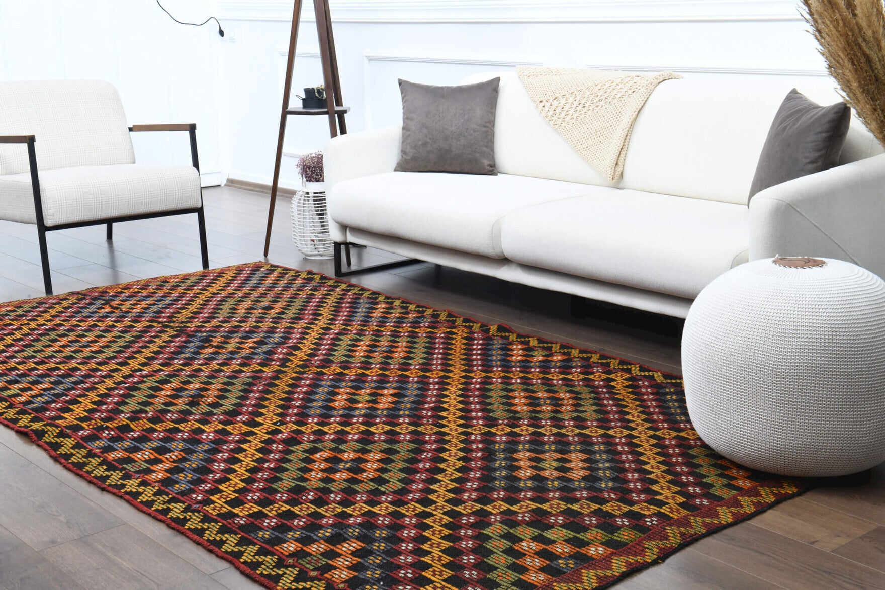 Turkish Vintage Area Kilim Rug