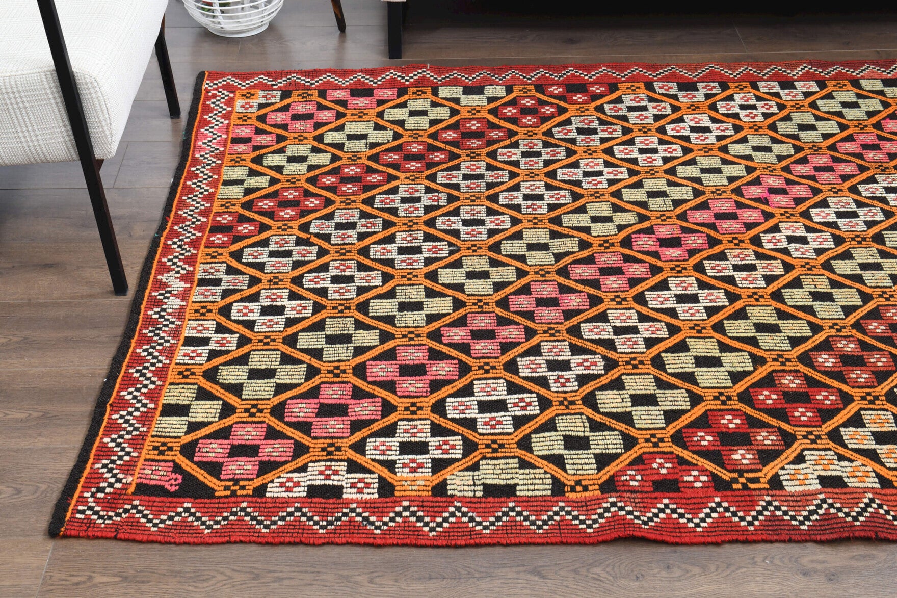 One-of-a-kind 1960s Anatolian vintage kilim rug in wool, 5' x 9'8"