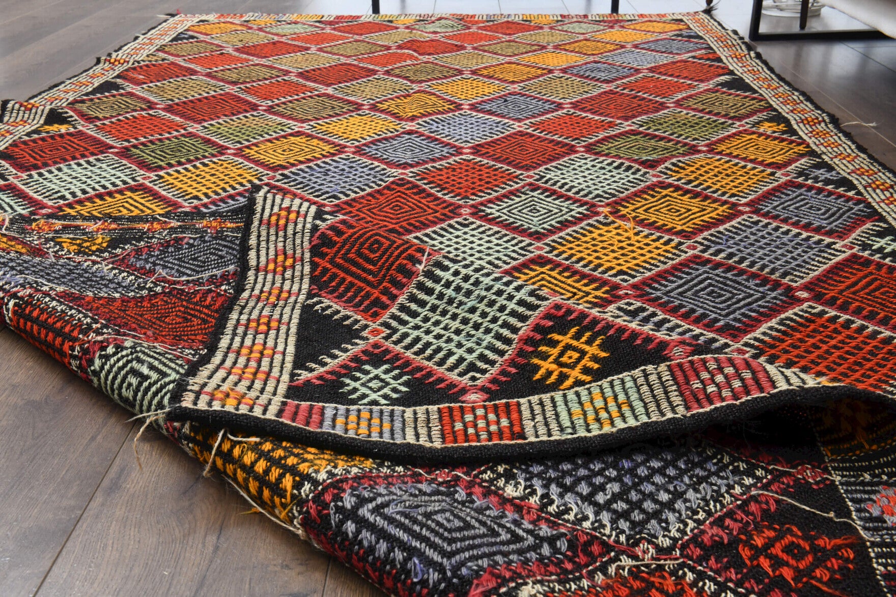One-of-a-kind 1960s Anatolian vintage kilim rug in wool, 4'10" x 9'5"