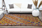 Handwoven flatweave wool kilim from Anatolia, Turkey – Turkish Vintage Area Rug 5'3" x 8'8"