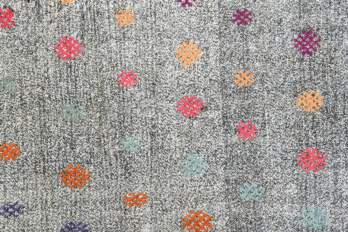 Turkish Vintage Gray Area Kilim