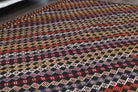 Rukiye kilim: 1960s handwoven flatweave Anatolian kilim with ikat motifs