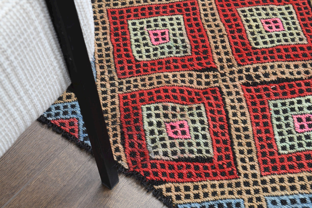 Turkish Vintage Area Kilim Rug