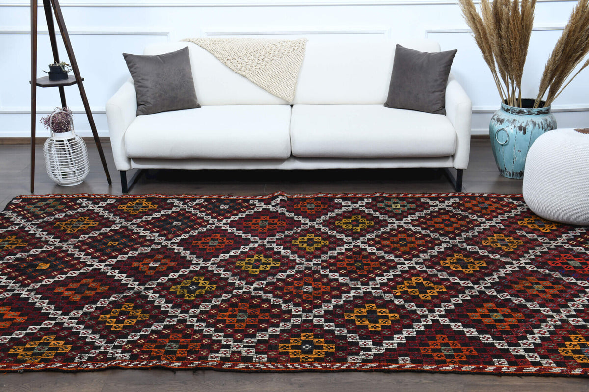 Semaban – vintage ikat kilim for living room or bedroom, 5'9" x 10'6" (175x320 cm)