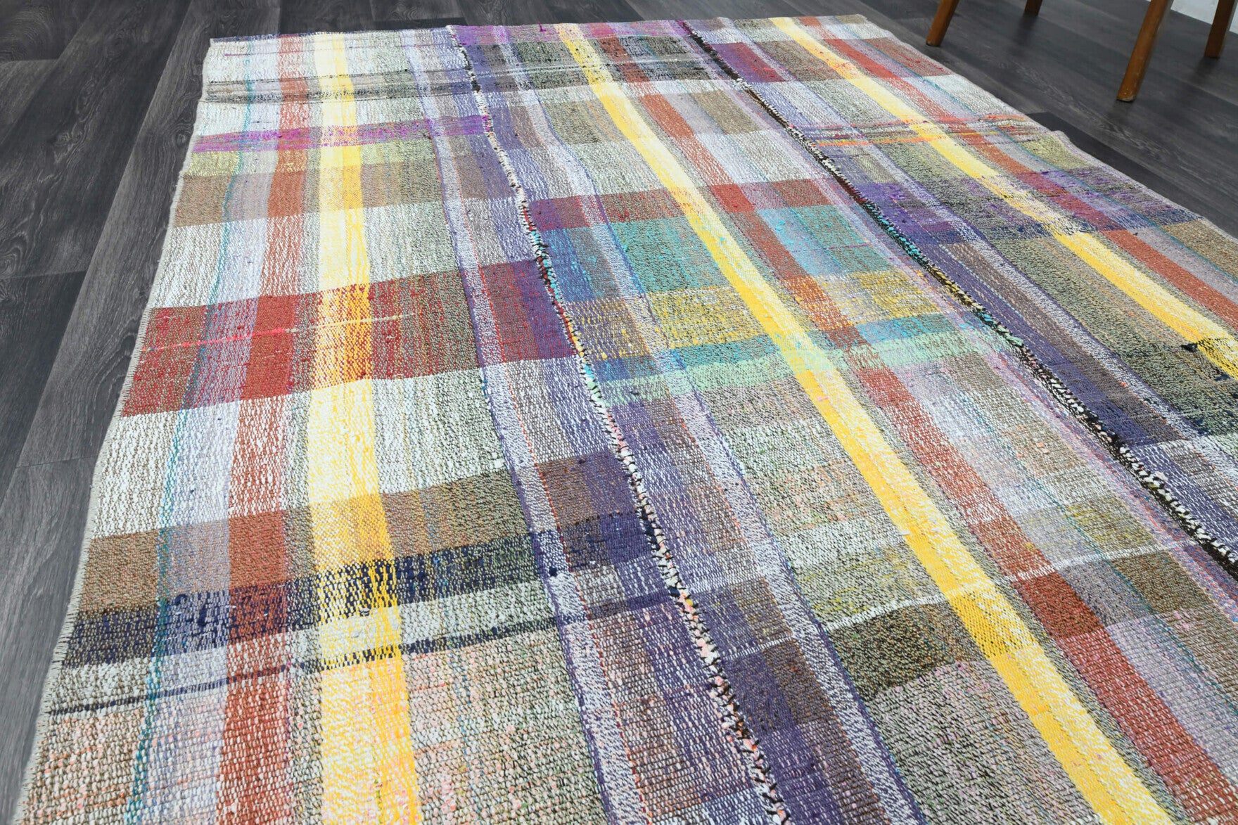 One-of-a-kind 1960s Anatolian vintage kilim rug in wool, 4'11" x 9'10"