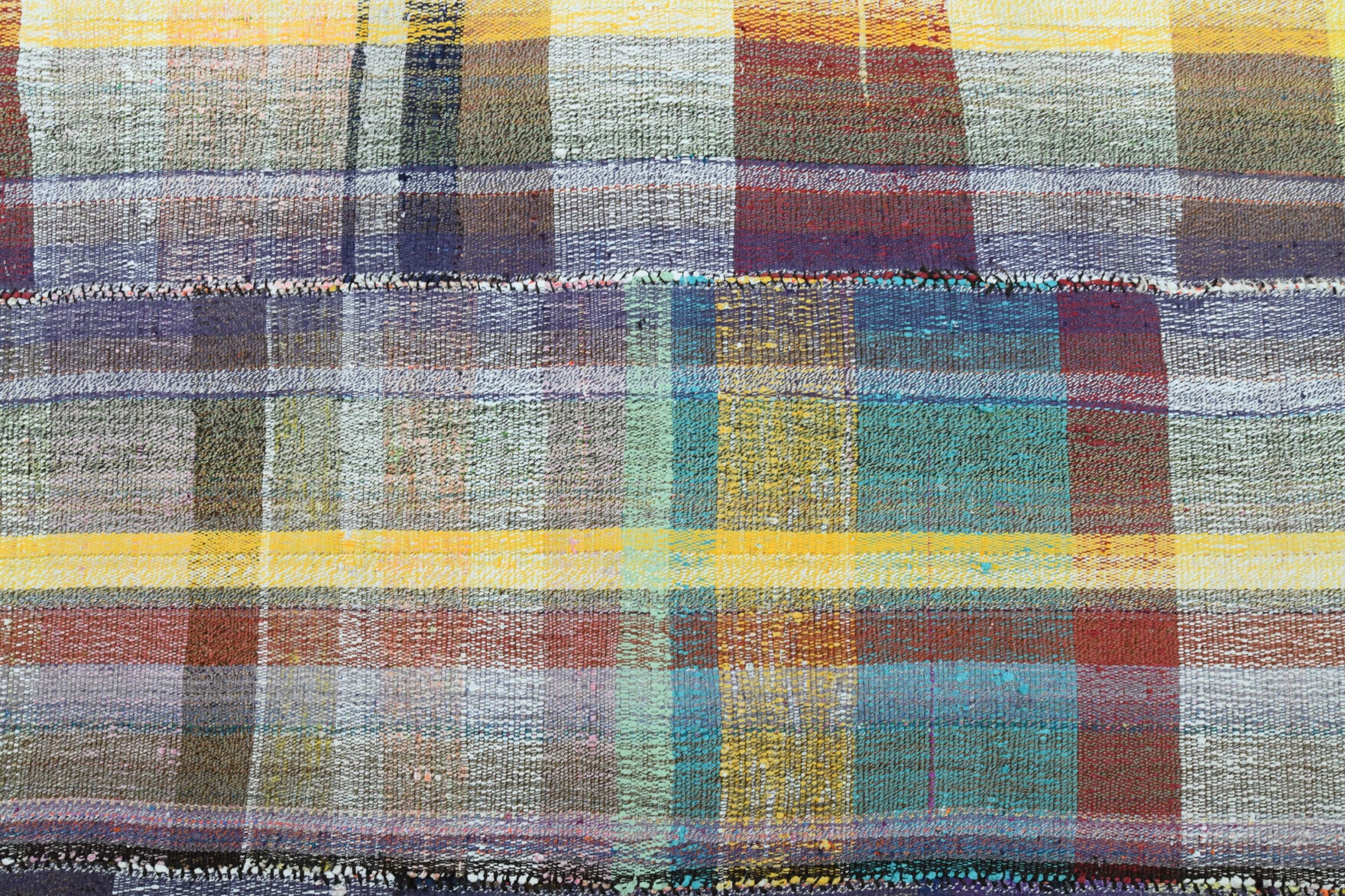Siyanet kilim: 1960s handwoven flatweave Anatolian kilim with patchwork motifs