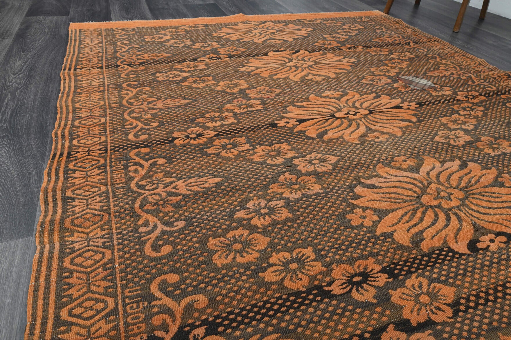 Aysel kilim: 1960s handwoven flatweave Anatolian kilim with ikat motifs