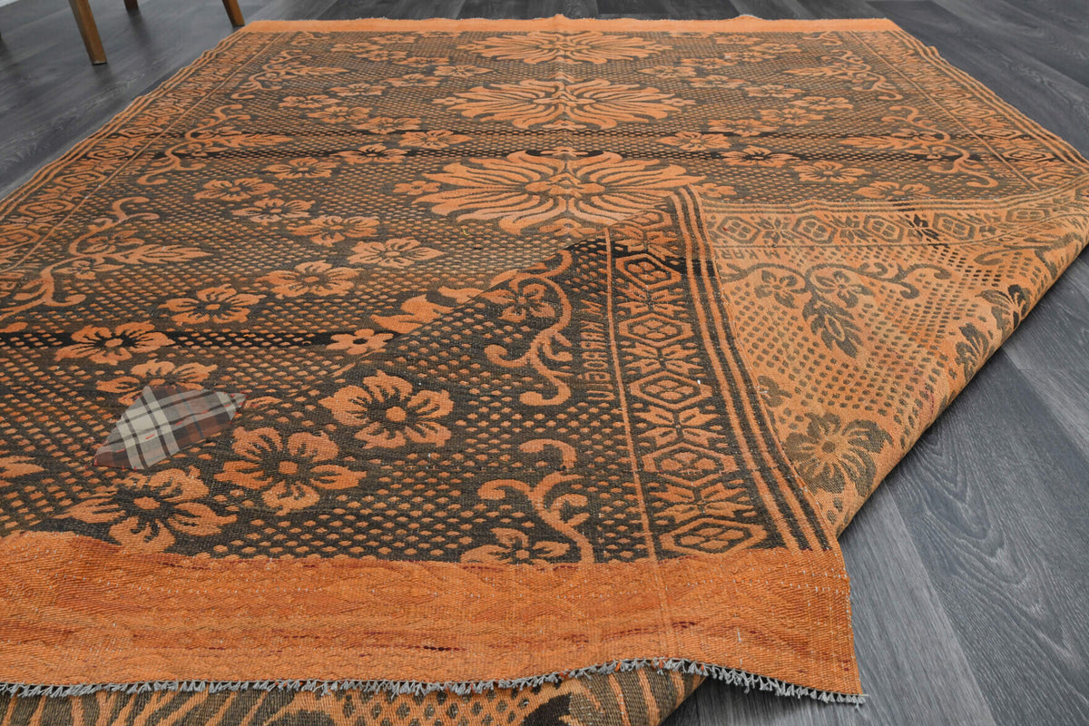 Handwoven flatweave wool kilim from Anatolia, Turkey – Handloom Vintage Turkish Kilim Rug 5'10" x 8'8"