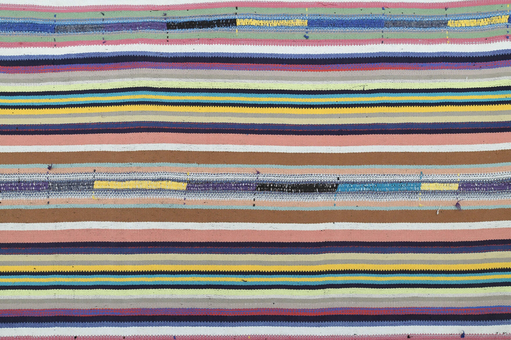 Yelizdil kilim: 1960s handwoven flatweave Anatolian kilim with striped motifs