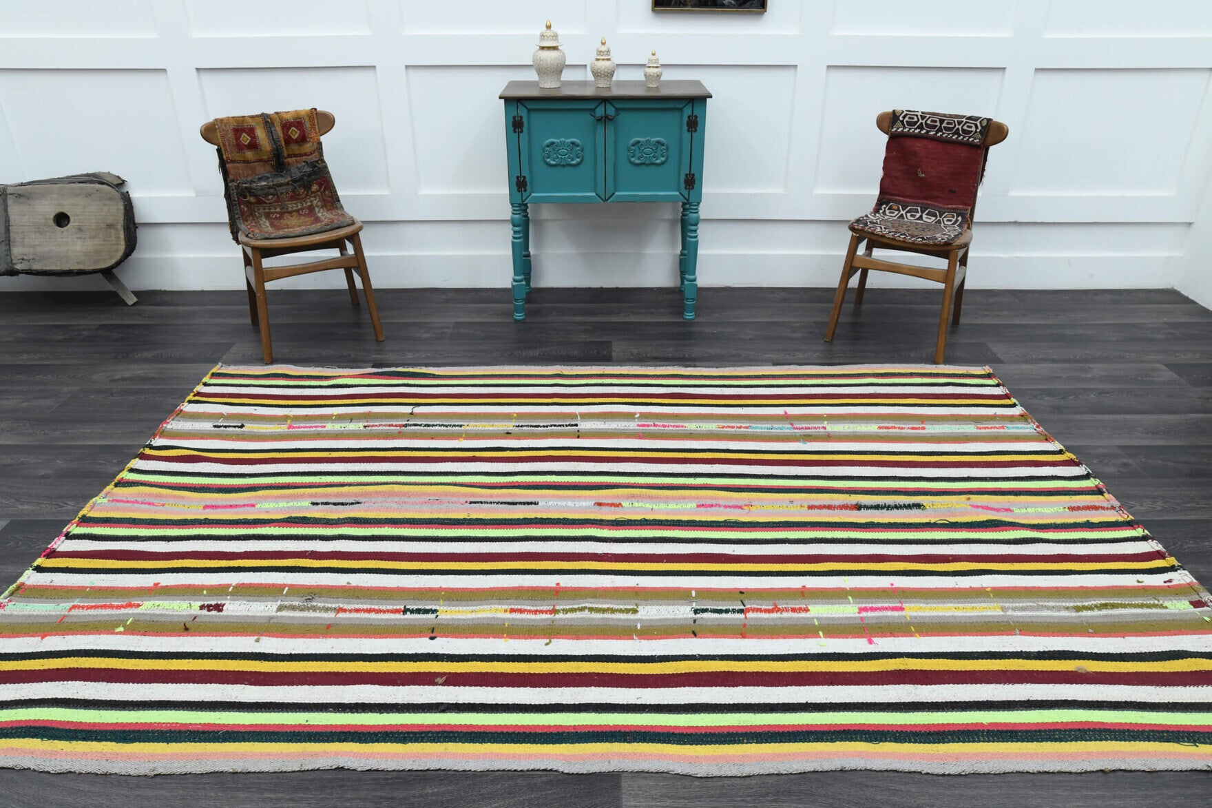 One-of-a-kind 1960s Anatolian vintage kilim rug in wool, 5'10" x 9'6"