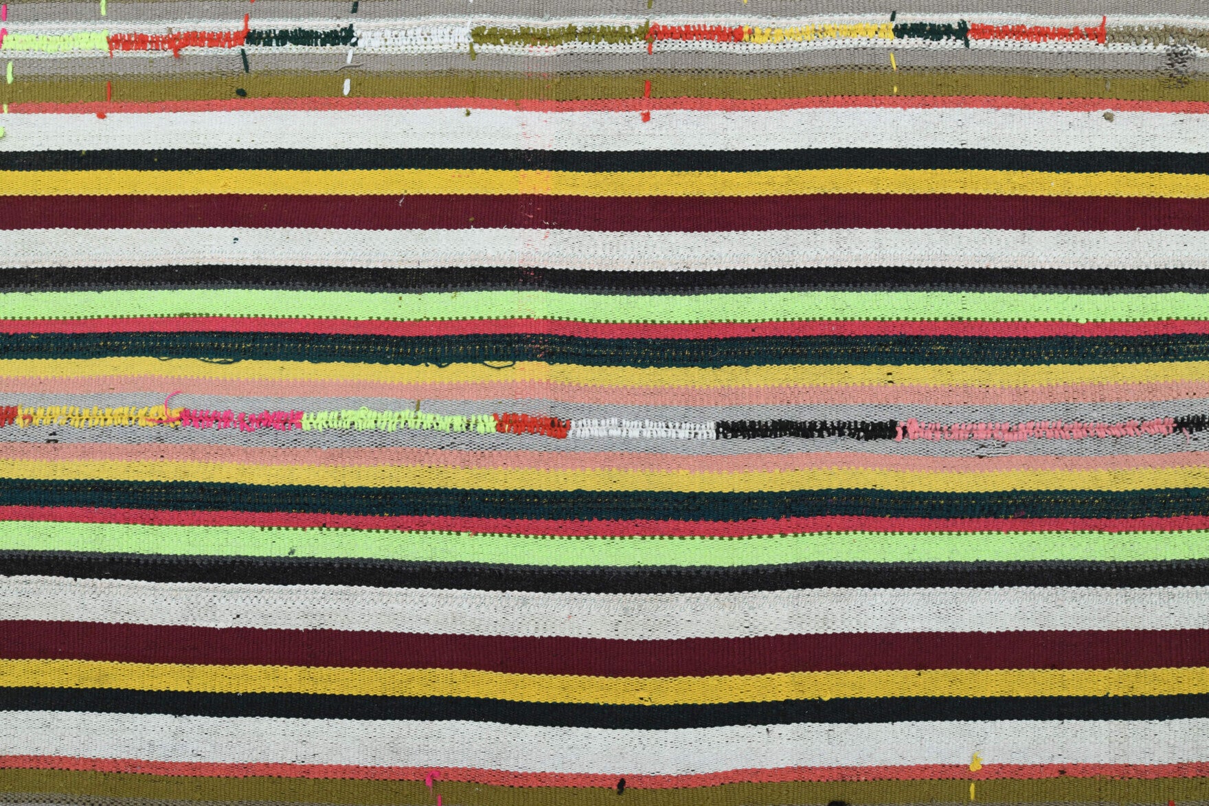 Authentic Anatolian vintage kilim rug (1960s) with striped design – one-of-a-kind at Fame Rugs