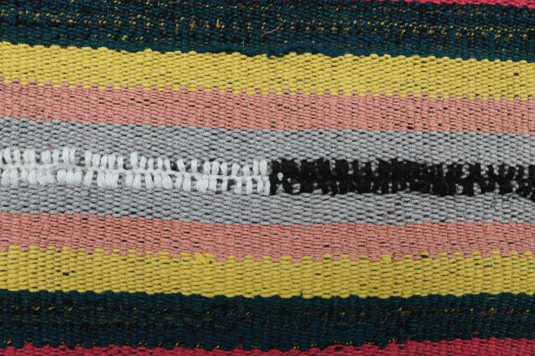 Handwoven flatweave wool kilim from Anatolia, Turkey – Turkish Vintage Striped Rug 5'10" x 9'6"