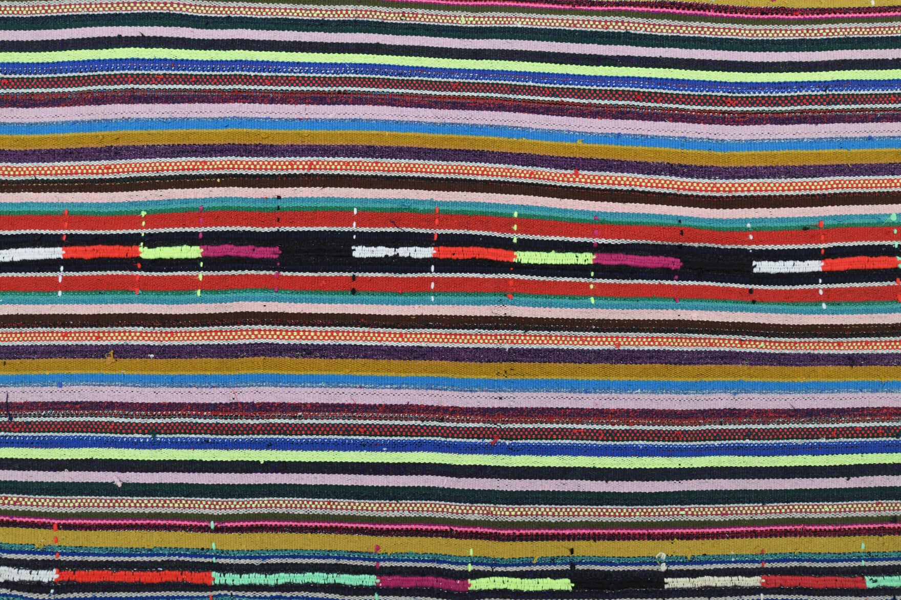 Alevsel kilim: 1960s handwoven flatweave Anatolian kilim with striped motifs