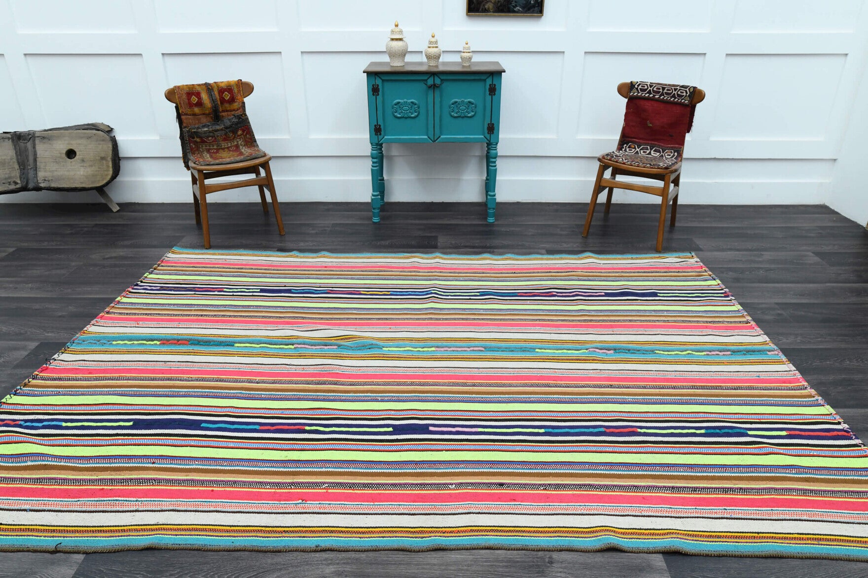 One-of-a-kind 1960s Anatolian vintage kilim rug in wool, 6'6" x 9'6"
