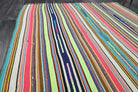 Alevbike kilim: 1960s handwoven flatweave Anatolian kilim with striped motifs