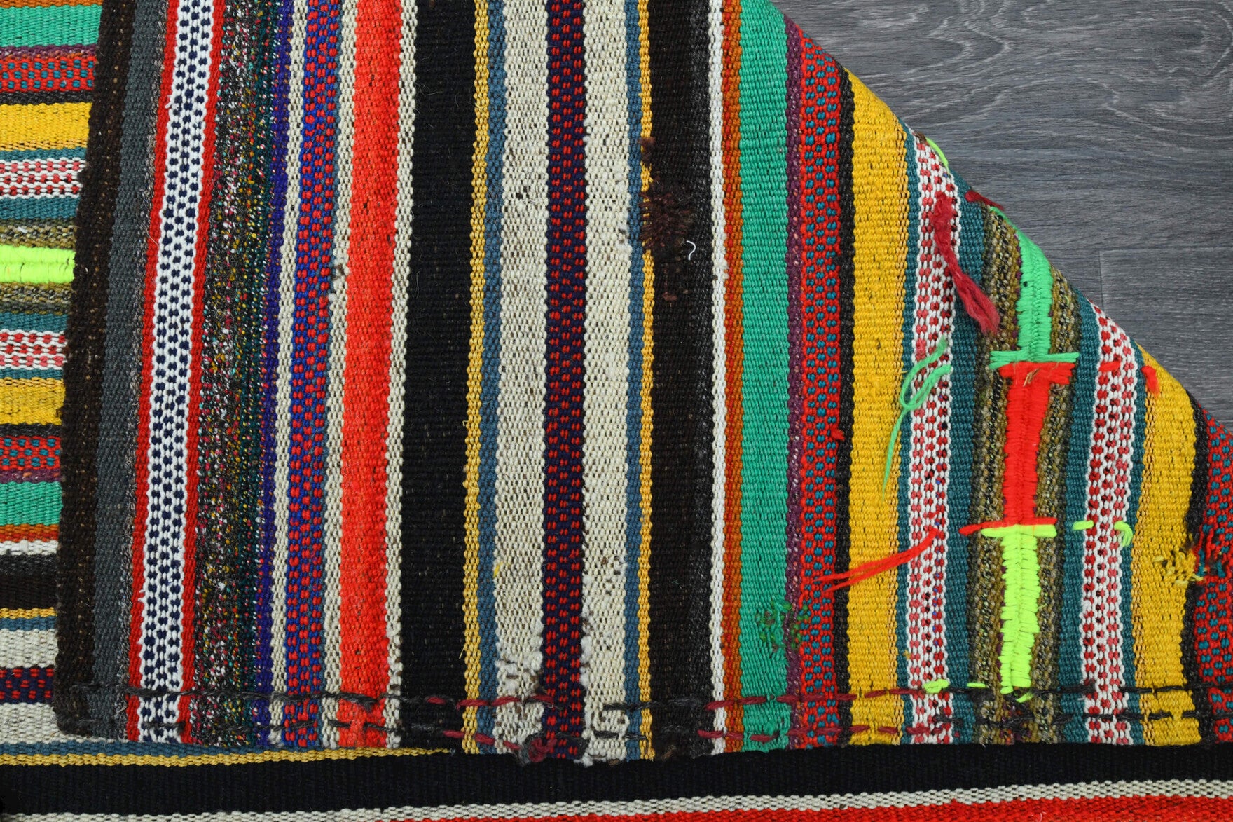 185x267 cm vintage Anatolian kilim rug – Argyrophone, flatweave, wool