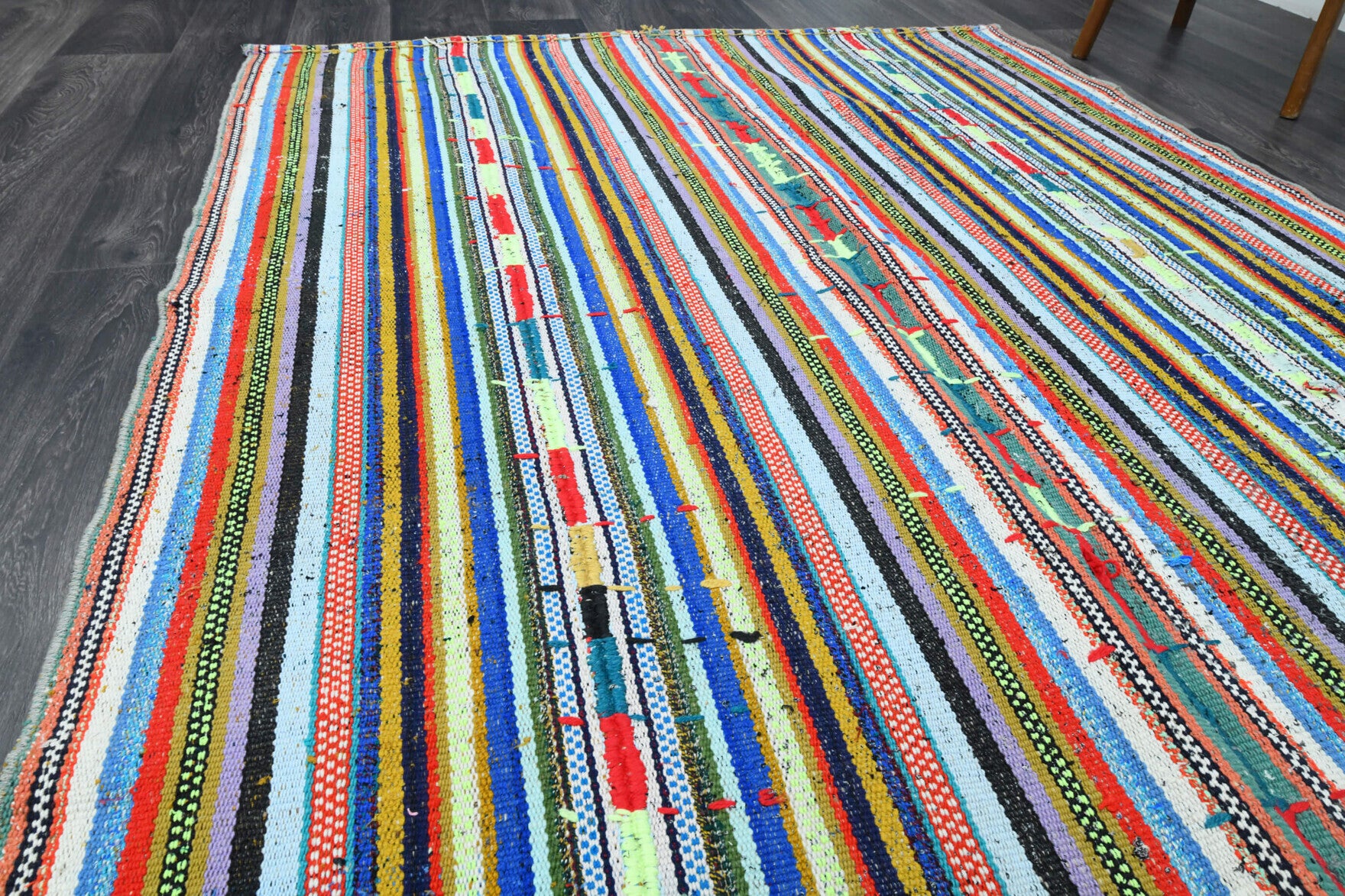 One-of-a-kind 1960s Anatolian vintage kilim rug in wool, 5'4" x 10'
