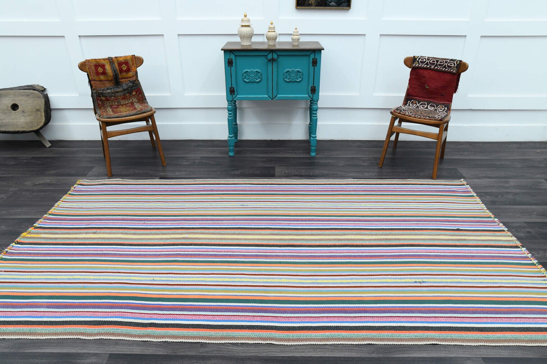 One-of-a-kind 1960s Anatolian vintage kilim rug in wool, 4'11" x 9'7"