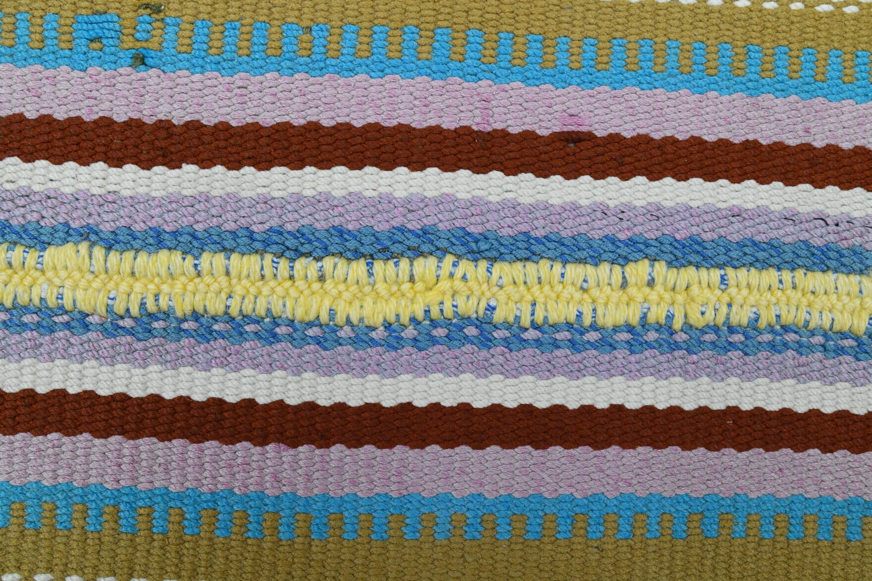 Authentic Anatolian vintage kilim rug (1960s) with striped design – one-of-a-kind at Fame Rugs