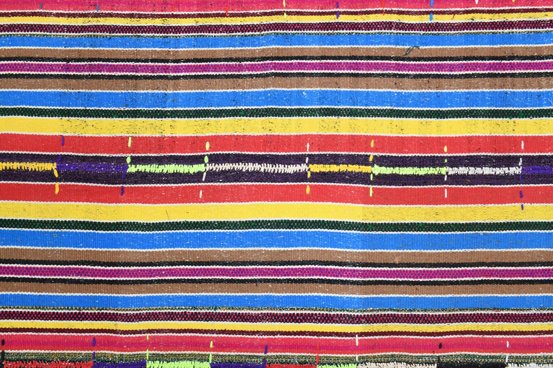 Ceylanhayat kilim: 1960s handwoven flatweave Anatolian kilim with striped motifs