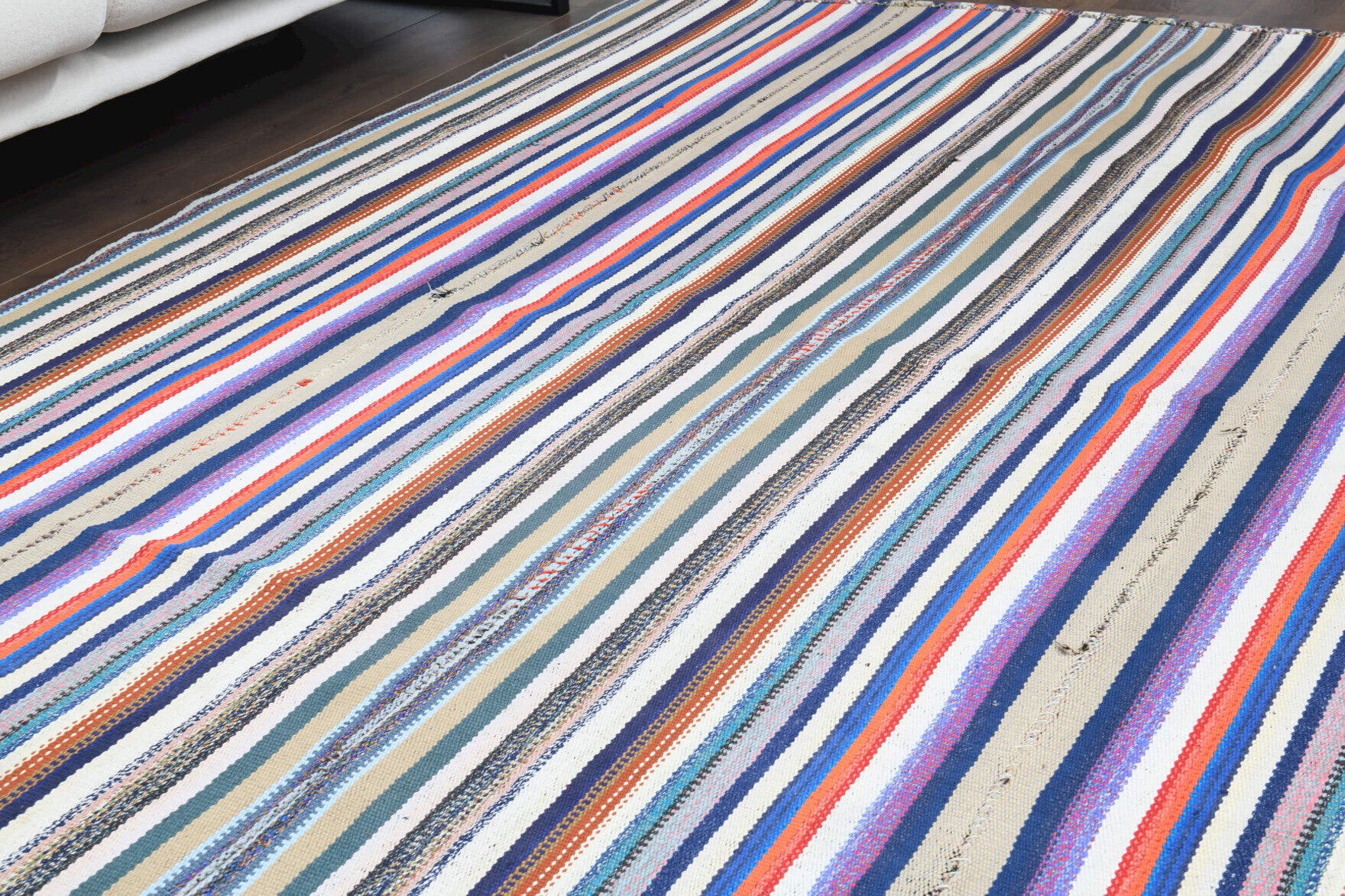 One-of-a-kind 1960s Anatolian vintage kilim rug in wool, 5'7" x 7'10"