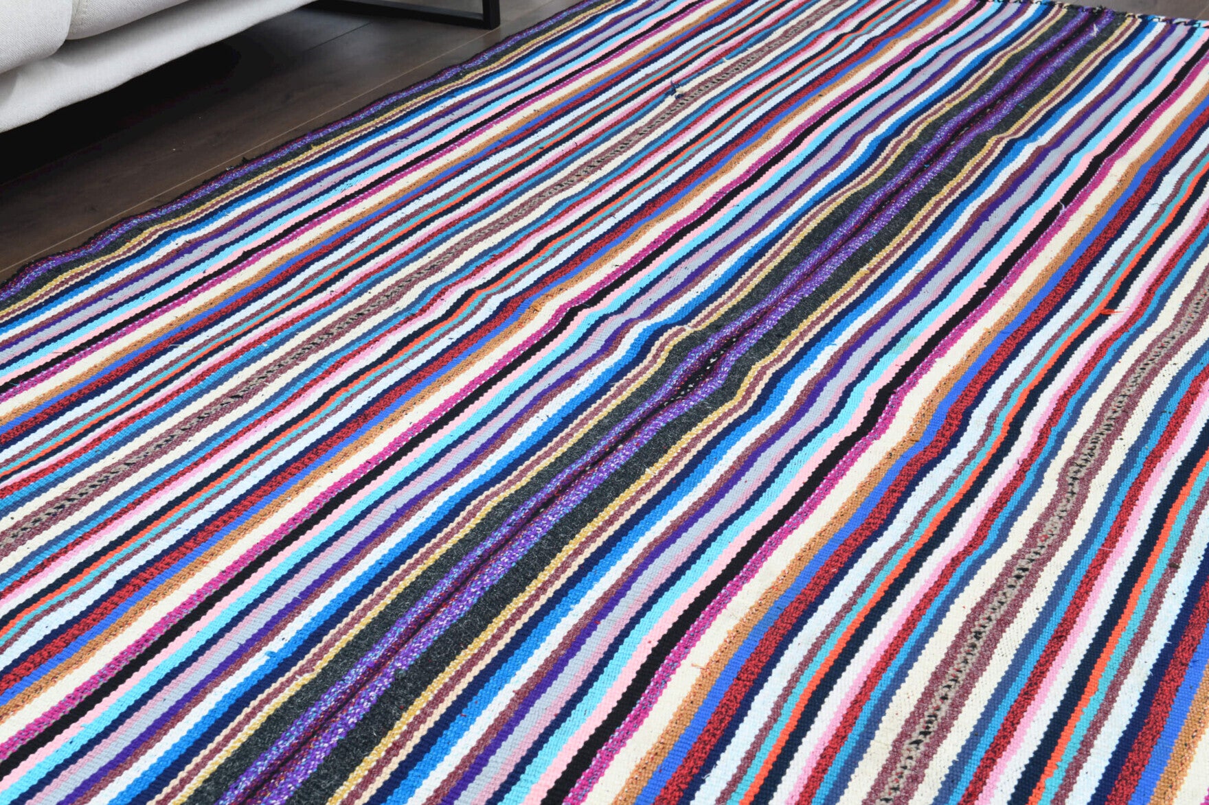 One-of-a-kind 1960s Anatolian vintage kilim rug in wool, 5'2" x 9'3"