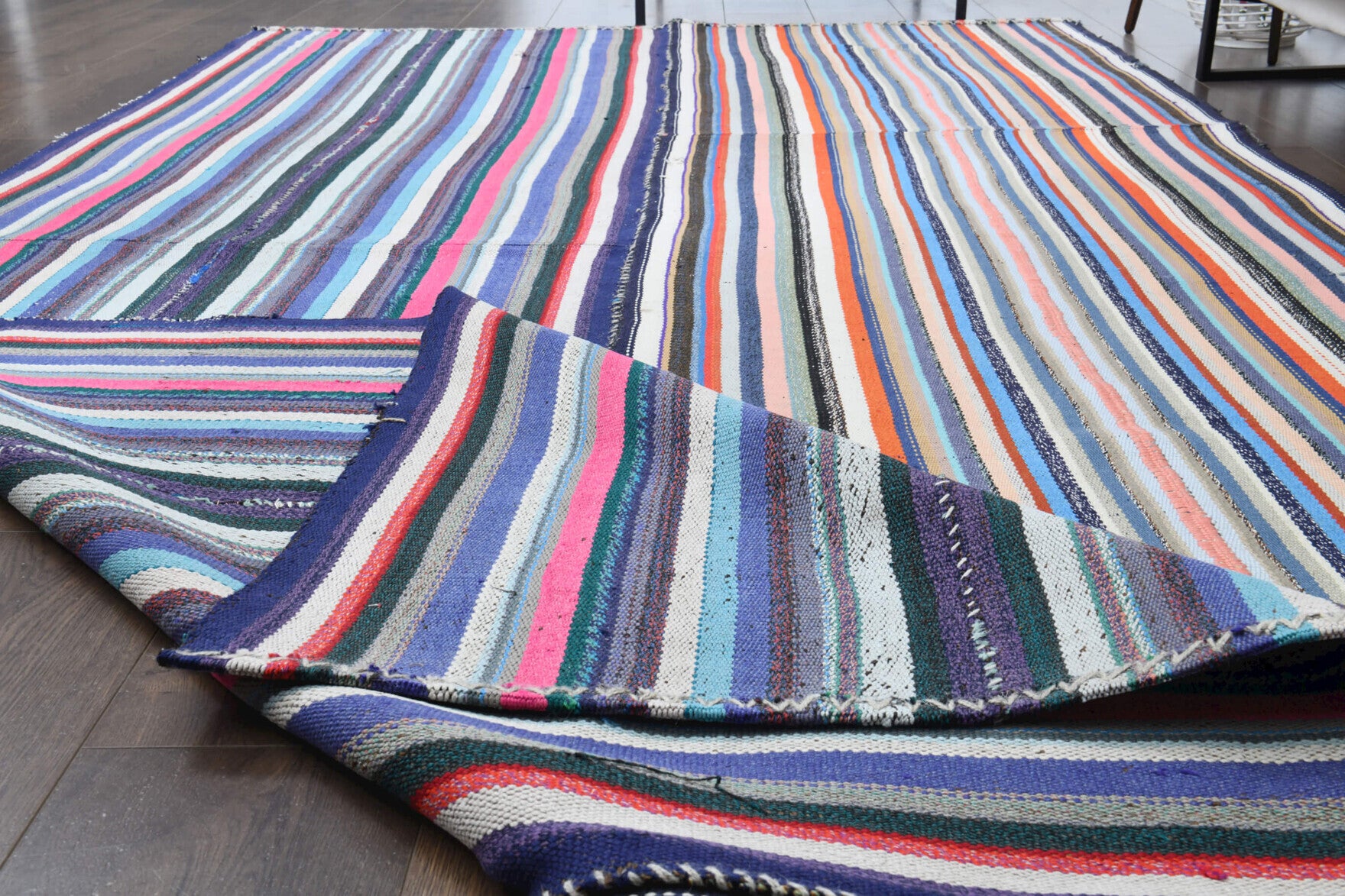 One-of-a-kind 1960s Anatolian vintage kilim rug in wool, 5'8" x 11'1"