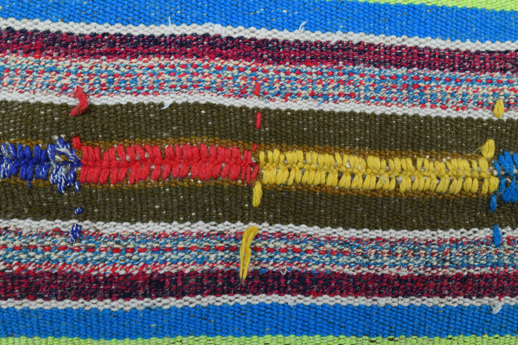 Hippomorphe kilim: 1960s handwoven flatweave Anatolian kilim with striped motifs