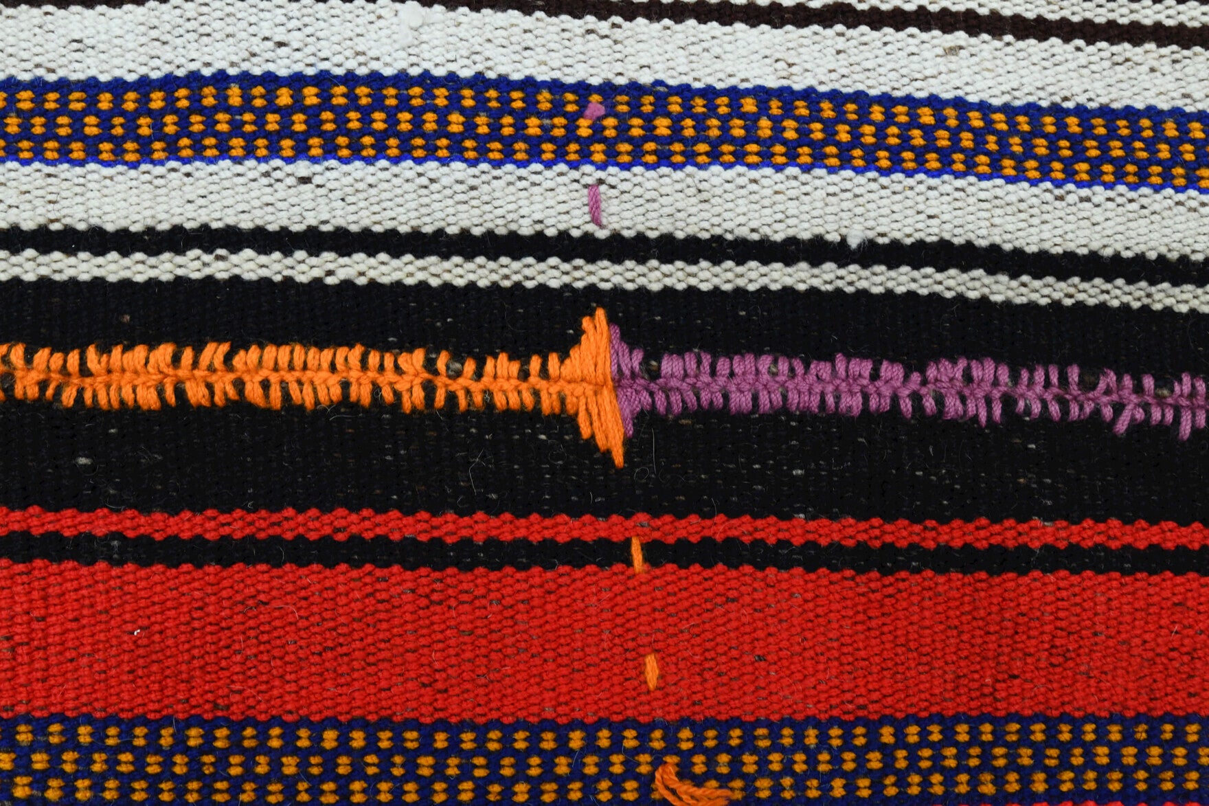 Iliolyra kilim: 1960s handwoven flatweave Anatolian kilim with striped motifs