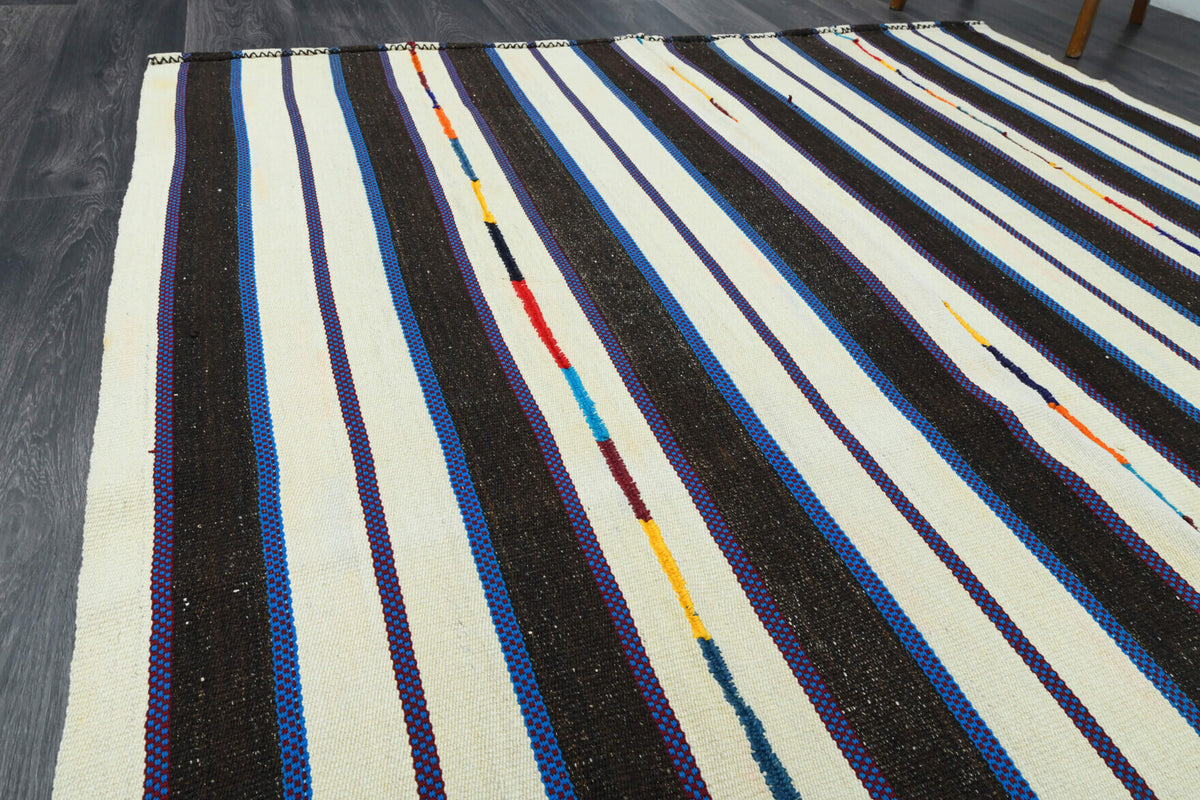 One-of-a-kind 1960s Anatolian vintage kilim rug in wool, 5'10" x 7'3"