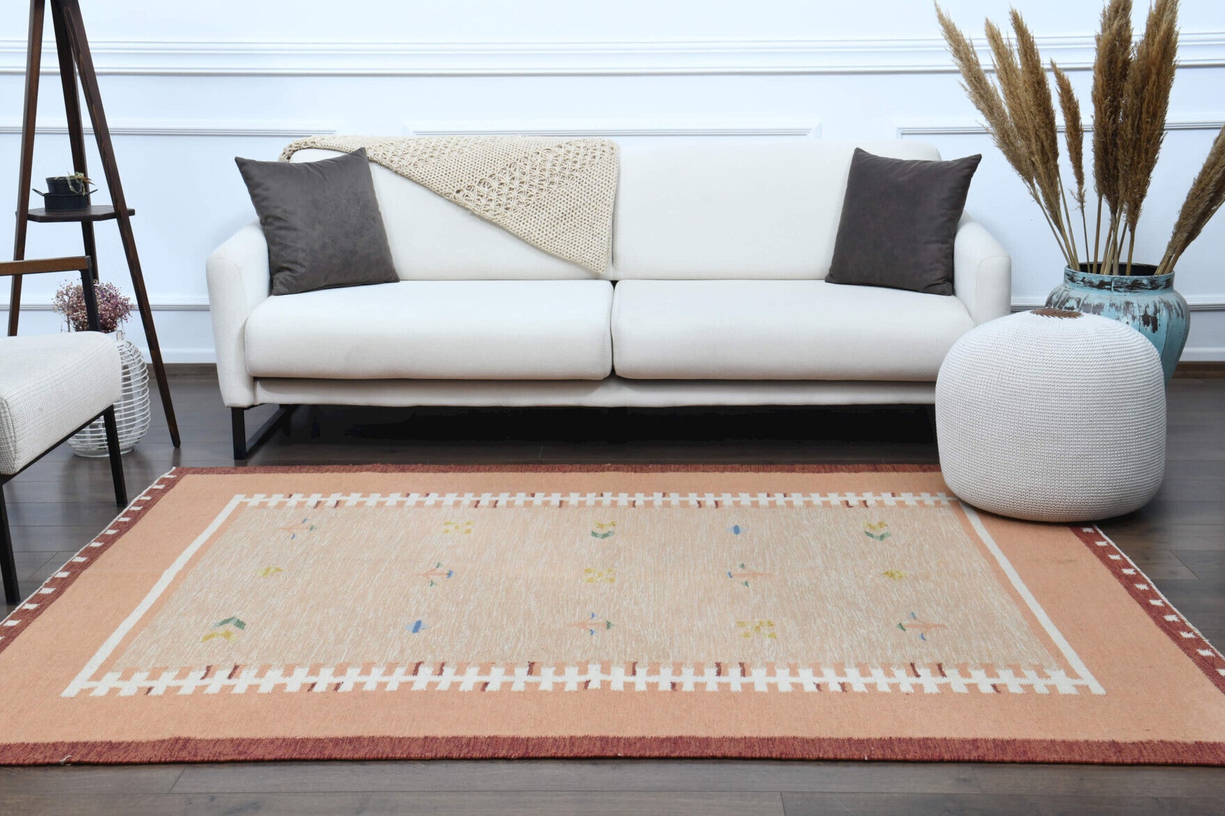 Bordered Vintage Area Milas Rug