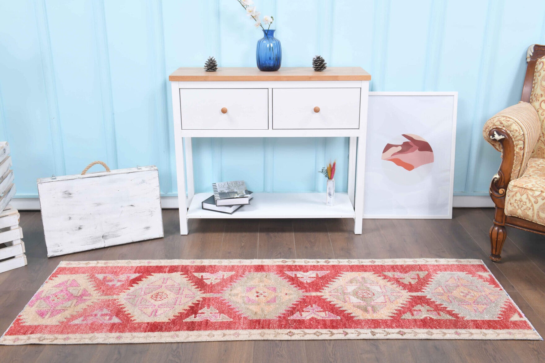 Red Vintage Anatolian Runner Rug