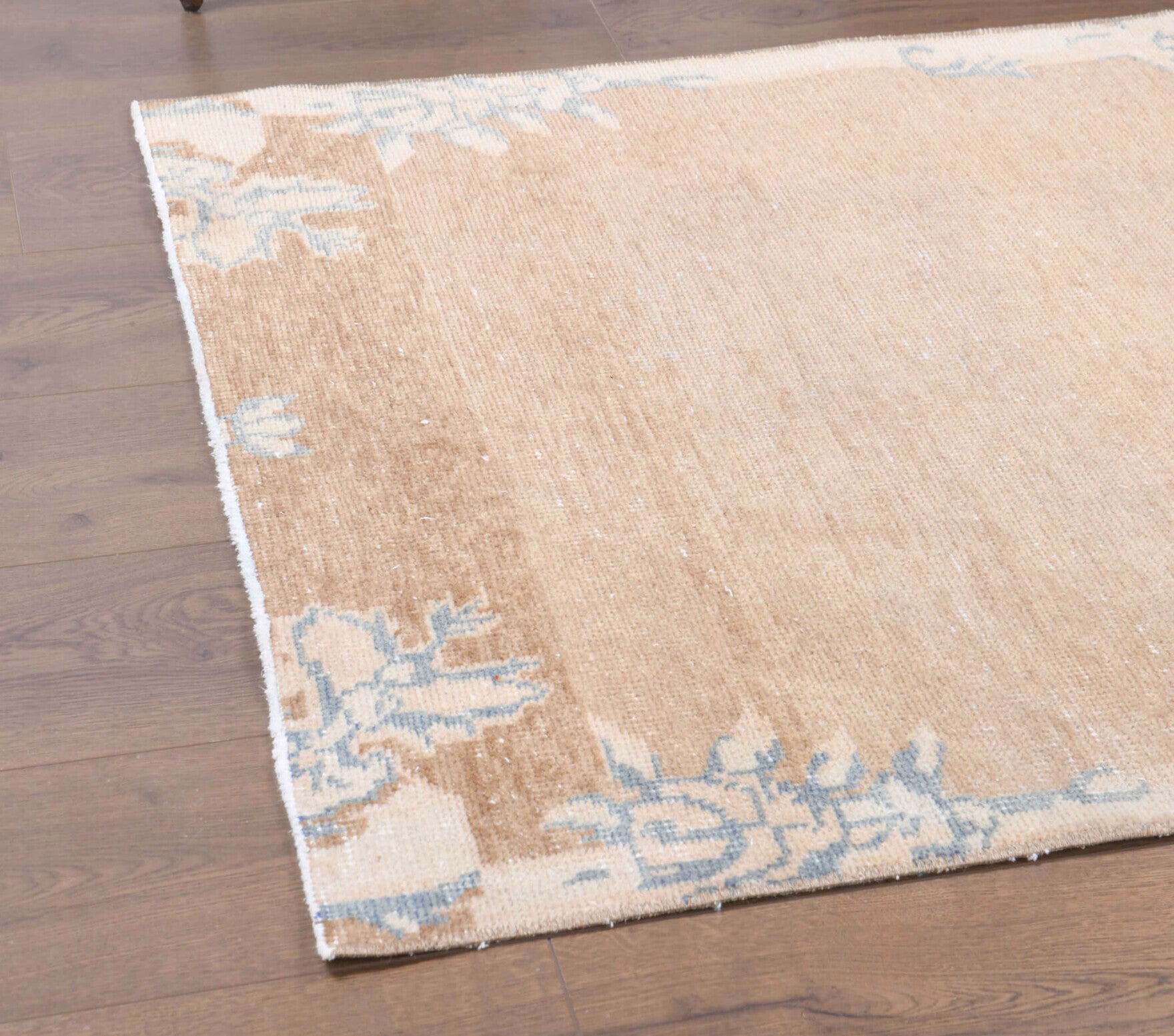 1970s Brown Floral Oushak Runner Rug